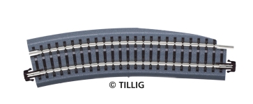Tillig 83786 - Bettungsgleis braun, BG3-BR12kli: Gebogenes Pass-Stück, links, R 353 mm/15° (TT, H0m)